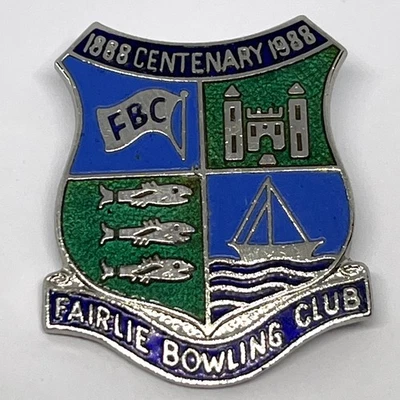 Fairlie Bowling Club Centenary 1988 Scotland Enamel Pin Badge Bowls Bowler Sport - Image 1 of 2