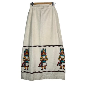 Vintage Skirt High Waist Painted Art Kachina Doll Southwest Native Size XS Small - Picture 1 of 12