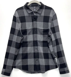 Lululemon Herren kleines weiches Strick Overshirt kariert schwarz meliert graphitgrau - Bild 1 von 16