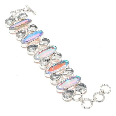 Regenbogen Feuertopas weißer Topas Edelstein Armband handgefertigter... - Bild 1 von 4