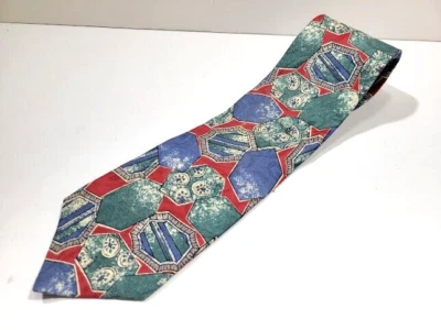 Corbata de seda Harve Benard azul tostado geométrico abstracto estampado jacquard Foto 1 de 4