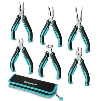Mini Alicates DURATECH 6 PIEZAS Aguja Nariz Larga Diagonal Nariz Doblada Alicates Joyería Foto 1 de 4