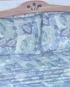Signature at Home Multicolor Percale Twin Sheet Set Leaves Blue Green NEW - Picture 1 of 6
