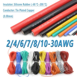 Flexible Soft Silicone Wire Cable Copper 2/4/6/7/8/10-30AWG 0.08mm Tinned Copper - Picture 1 of 22