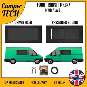 Ford Transit MK6/7 MWB/LWB Driver FIXED & Passenger SLIDING Windows + Kit &Trim - Picture 1 of 5