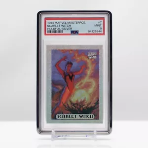 Marvel Masterpieces 1994 Scarlet Witch #7 Silver Holo Foil FLEER - PSA 9 come nuovo - Foto 1 di 4