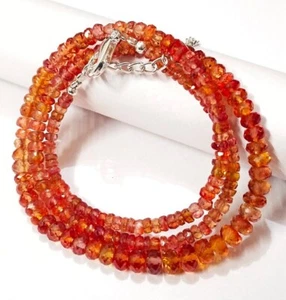 Collana in argento sterling 925 con perle di rondelle zaffiro Padparadscha, 5... - Foto 1 di 4