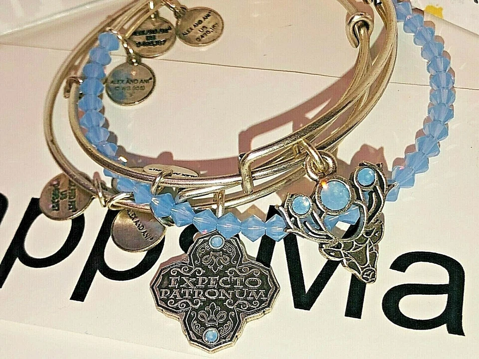 Alex and Ani Harry Potter Expecto Patronum Bangles 3pc Rafaelian Silver