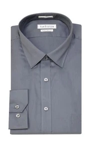 Camisa de vestir Van Heusen de ajuste regular gris ahumado mezcla algodón sin arrugas - Imagen 1 de 1