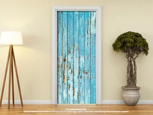 Türtapete Türposter HOLZTÜR ALT rustikal blau selbstklebend 205 x 88 cm - Bild 1 von 1