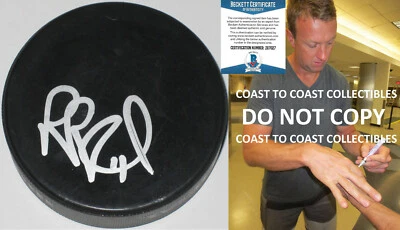 Rob Blake San Jose Sharks LA Kings Avalanche assinado hóquei disco prova Beckett  - Imagem 1 de 4