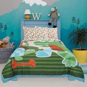 3 Piece Polyester Microfiber Kids Duvet Cover Set Dinosaur Pattern Twin - Picture 1 of 10