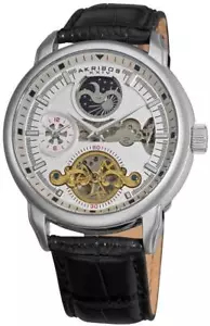 Orologio da uomo Akribos AK541BK Meccanico Dual Time Cuore Aperto Cinturino in pelle - Foto 1 di 4