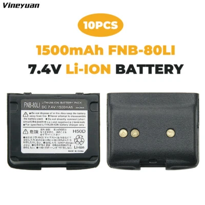 10*Replacement FNB-80Li 1500mAh Battery For Yaesu Vertex VX-7R VX-6R VX-5R Radio - Image 1 of 4