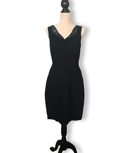 Vintage Nina K Sleeveless Linen Little Black Dress Size 8 - Picture 1 of 6