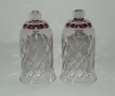 2 Rose Pink Swirl Glass Peg Votive Cup Candle Holder Home Interiors Homco 5.5" T