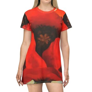 T-shirt abito Georgia O'Keeffe papavero rosso femminismo fiore astratto belle arti maglietta - Foto 1 di 21