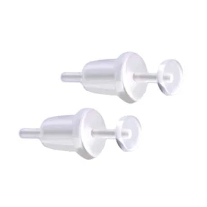 Bio-Flex Clear Earring Stud Retainer 20 Gauge & Silicone Back - Pair - Picture 1 of 3
