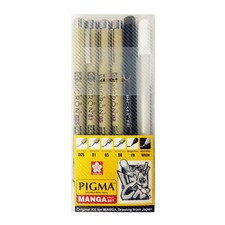 Sakura Pigma Manga Basic 6pcs set Original Kit for Manga Drawing Micron