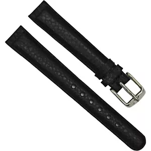 VINTAGE - 14 x 12 MM - GENUINE BLACK LEATHER - WATCH STRAP - BRACELET BAND - Picture 1 of 3
