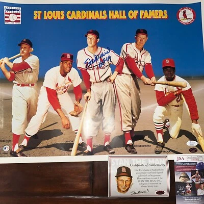 💥HOF STAN MUSIAL SIGNED💥18X24” LITHOGRAPH JSA & MUSIAL HOLOGRAM & COA🤑 - Image 1 of 4
