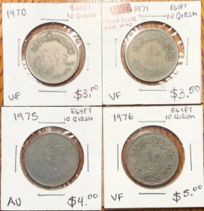 Egypt Coin Lot: 1970, 1971, 1975 & 1976 - 10 Qirsh - Picture 1 of 2
