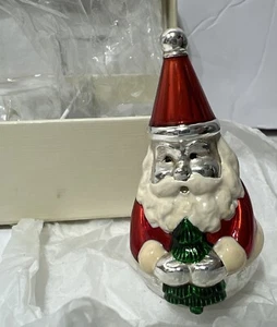 Vtg Rexon Roly Poly SANTA Salt and Pepper Shakers Figurines Silver Tone 2 Sets - Picture 1 of 7