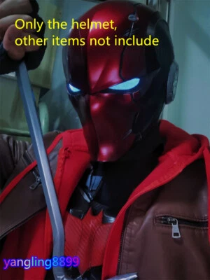 Red Hood v2 Helmet Outlaw Cosplay Halloween Mask Props 3D Print w/ Led Eyes Gift - Image 1 of 4