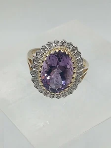 14k Yellow Gold Ring with natural Amathist. Diamond .50 ct  - Picture 1 of 6