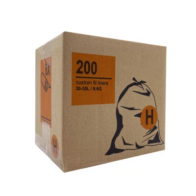 200 - Code H, 8-9 Gallon/30-35 Liter, Custom Fit Drawstring Trash Bag Liners