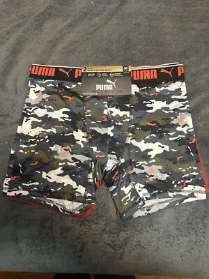 Paquete de 2 calzoncillos boxer Puma Performance para hombre medianos (32-34) camuflaje óxido/verde/gris Foto 1 de 4