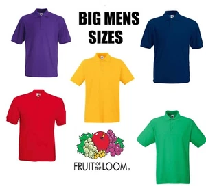 Mens polo shirt FOTL BIG LARGE Fruit of the Loom work wear Casual XL 2XL 3XL - Picture 1 of 6