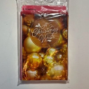 Lote de 10 tarjetas de felicitación navideñas con sello NUEVOS adornos generales dorados - Imagen 1 de 2
