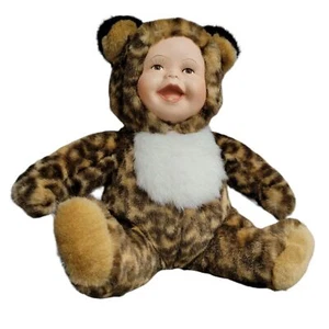 Costume leopardo bambola peluche viso porcellana giocattolo da collezione peluche - Foto 1 di 4