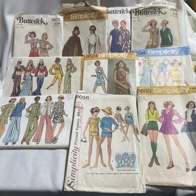 Vintage 1970s Patterns Simplicity McCalls Butterick Dress Pants Top Skirt Lot/10 - Image 1 of 4