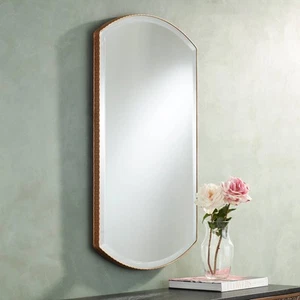 Hampton Arch Vanity Wall Mirror Farmhouse Beveled Distressed Gold Frame 24" Wide - Picture 1 of 7