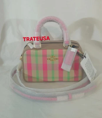 Nuevo con etiquetas Bolso Bandolera Coach Cartera con Estampado a Cuadros CBI90 Rosa Multi Auténtico Foto 1 de 4