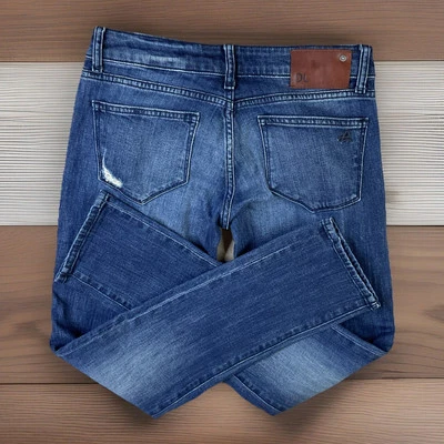 DL 1961 Riley Boyfriend Skinny Jeans DLX Hybrid 360 Nassau Blue Women Sz 24x29 - Image 1 of 4