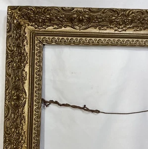 Antique Gold Gilt Gesso Solid Wood Frame Fits 32"x22" Gilded Oil Painting Frame - Picture 1 of 14