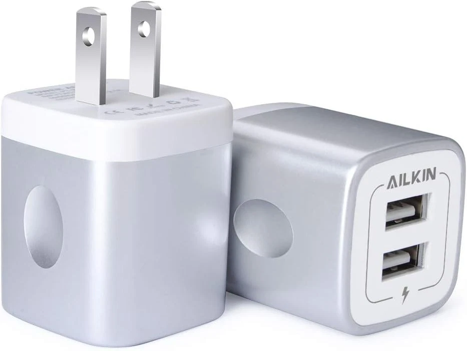 AILKIN 2.1A Multiport Fast Charge Power Brick Cube for iPad, iPhone, Silver  - Image 1 of 4