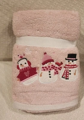 Juego de 2 toallas de mano Betsey Johnson muñeco de nieve rosa Navidad 16 pulgadas x 26  Foto 1 de 4