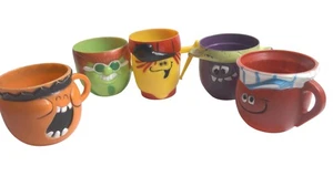 Vintage Pillsbury Funny Face Plastic Mugs Cups Lot Set of 5 Goofy Grape Promo - Picture 1 of 6
