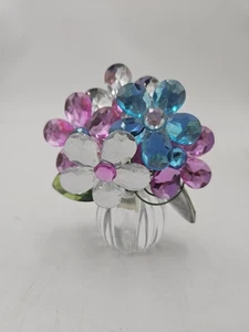 Crystal Expressions by Ganz 5 Blumen Posy Topf Pinks klar grün ca. 4" hoch - Bild 1 von 7