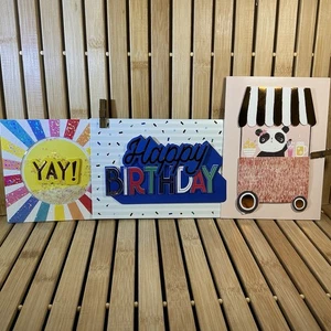 3 tarjetas de cumpleaños 3D hechas a mano para todas las edades sí con letrero de burbuja de vidrio oso panda - Imagen 1 de 12