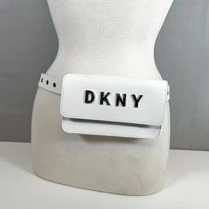 DKNY Belt Bag White Vegan Leather Fanny Pack Designer L/XL NWT - Picture 1 of 7