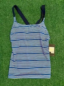 Nike V-Back Tankini Badeanzug Oberteil blau weiß gestreift DAMEN GRÖSSE Medium - Bild 1 von 5