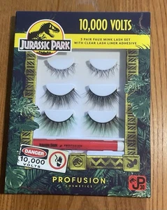 Jurassic Park 10,000 Volts Three Pair Faux Mink Lash Set With Clear Adhesive - Picture 1 of 2