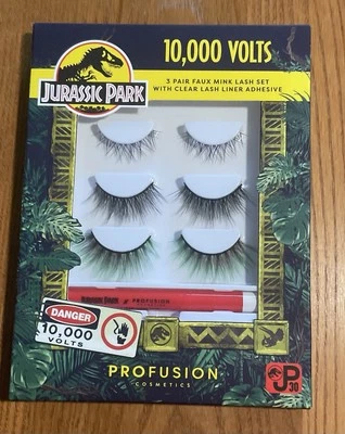 Jurassic Park 10,000 Volts Three Pair Faux Mink Lash Set With Clear Adhesive - Image 1 of 2
