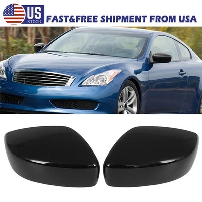 Tapas de cubierta de espejo retrovisor de puerta lateral negro brillante para Infiniti G25 G37 2009-2013 2 piezas Foto 1 de 4