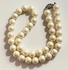 Vintage 925 Sterling Silber Verschluss hell creme Perle Perlen Halsreif Halskette - Bild 1 von 7